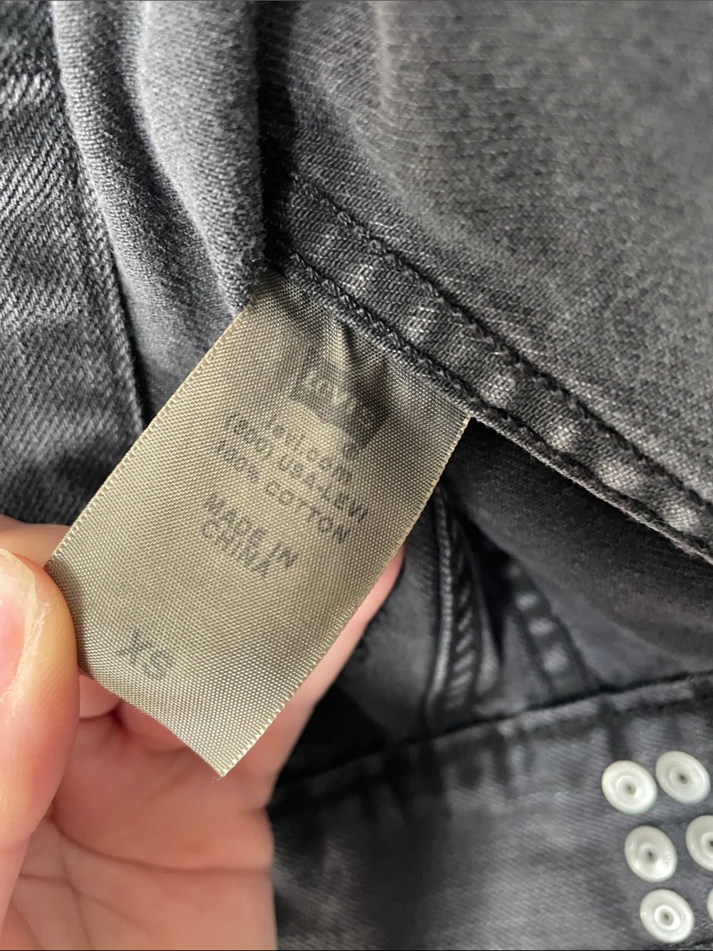 Levi's Washed Charcoal Denim Vest with Stud Details - Picture 3 of 6